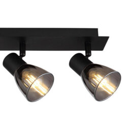 Luminosa Lighting Luminosa Claude Ceiling Spotlight Bar Matt Black Smoke Glass Shade 4X E14 - thumbnail 5