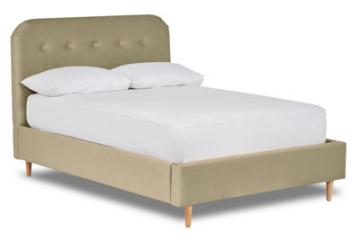 Divan Base Direct Celestia Contemporary Button Backed Fabric Bed Base Only 6Ft Super King- Verlour Slate - image 1