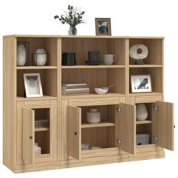 Berkfield Highboards 3 Pcs Sonoma Oak Engineered Wood - thumbnail 4