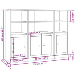 Berkfield Highboards 3 Pcs Sonoma Oak Engineered Wood - thumbnail 7