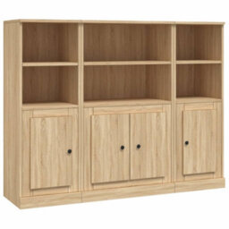 Berkfield Highboards 3 Pcs Sonoma Oak Engineered Wood - thumbnail 2