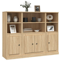 Berkfield Highboards 3 Pcs Sonoma Oak Engineered Wood - thumbnail 3