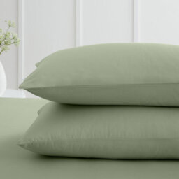 Bianca Fine Linens Pillowcases 200 Tc Cotton Percale Standard 50X75Cm Pack Of 2 Pillow Cases With Envelope Closure Sage Green - thumbnail 2