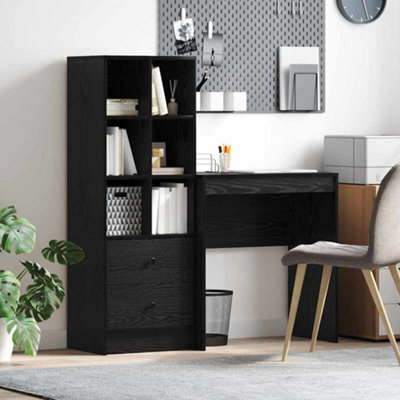 Berkfield Desk With Storage Black Oak Engineered Wood - image 1