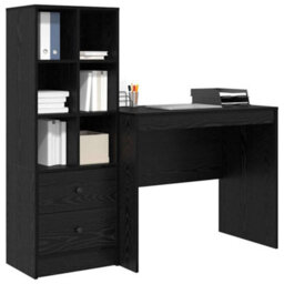 Berkfield Desk With Storage Black Oak Engineered Wood - thumbnail 3