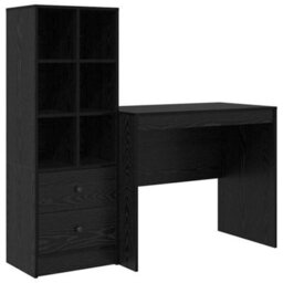 Berkfield Desk With Storage Black Oak Engineered Wood - thumbnail 2