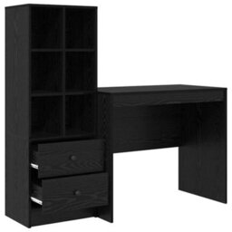 Berkfield Desk With Storage Black Oak Engineered Wood - thumbnail 6