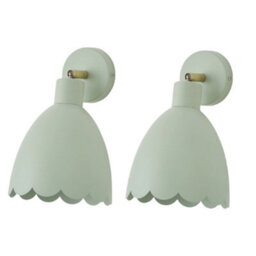 Valuelights Millie Pair Of Sage Green Scallop Adjustable Wall Lights And Bulbs - thumbnail 1