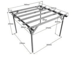 Arbor Garden Solutions Champion Wooden Garden Pergola Kit, 3.6M X 3.6M (Natural Finish) - thumbnail 2