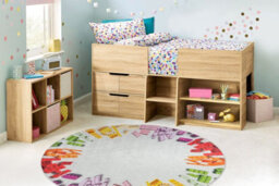 RugsX Bambino 38480 Round Washing Carpet Construction Kit For Children Anti-Slip - Grey Circle 80 Cm - thumbnail 1