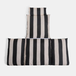 Ohs Stripe Egg Chair Cushion Headrest Pillow Outdoor Garden Water Resistant - Black/cream - thumbnail 6