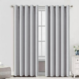 Aspire Homeware Plain Room Darkening Blackout Eyelet Curtain Pair Light Grey (W)168Cm X (D)183Cm With Tie Back Pair - thumbnail 9