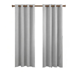 Aspire Homeware Plain Room Darkening Blackout Eyelet Curtain Pair Light Grey (W)168Cm X (D)183Cm With Tie Back Pair - thumbnail 1