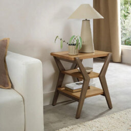 Xample Bentley Designs Kristen Light Oak Lamp Table Side Table 2 Open Shelves Solid Wood & Particle Board Home Furniture
