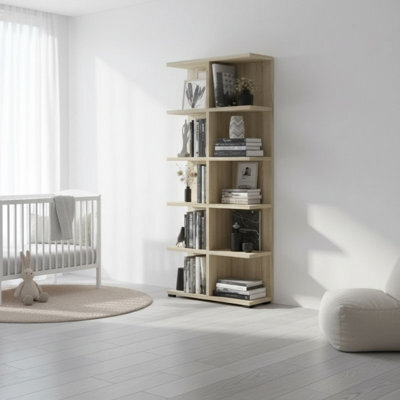 More 5 Modern Five Tier Bookcase For Living Room Storage And Display Sonoma Oak - image 1