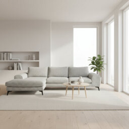 Abakus Direct Venice Chenille Corner Sofa In Light Grey Left Facing With Deep Seats And Extra-Wide Padded Arms - thumbnail 2