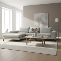 Abakus Direct Venice Chenille Corner Sofa In Light Grey Left Facing With Deep Seats And Extra-Wide Padded Arms - thumbnail 3