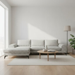 Abakus Direct Venice Chenille Corner Sofa In Light Grey Left Facing With Deep Seats And Extra-Wide Padded Arms - thumbnail 1