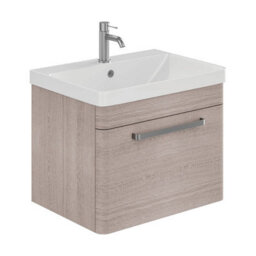 Plum&clay Emery Textured Grey Wall Hung Bathroom Vanity Unit & Basin Set With Nickel Handles (W)60Cm (H)46Cm - thumbnail 1