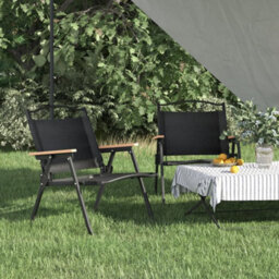 Berkfield Camping Chairs 2 Pcs Black 54X43X59Cm Oxford Fabric - thumbnail 1
