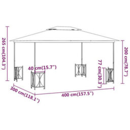 Berkfield Gazebo With Sidewalls&double Roofs 3X4 M Taupe - thumbnail 6