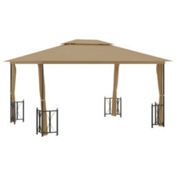 Berkfield Gazebo With Sidewalls&double Roofs 3X4 M Taupe - thumbnail 2