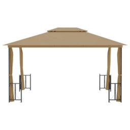 Berkfield Gazebo With Sidewalls&double Roofs 3X4 M Taupe - thumbnail 3