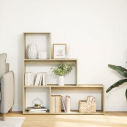 Berkfield Durable Room Divider Bookcase 3-Tier Sonoma Oak 123X29X123 Cm Engineered Wood - thumbnail 3