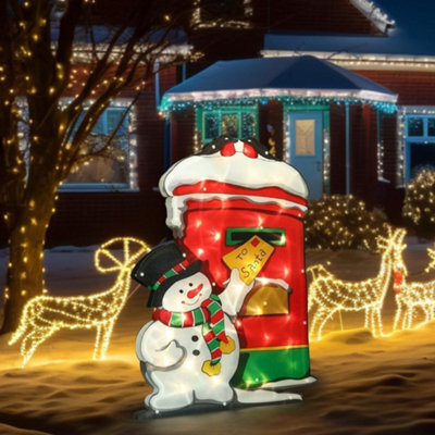 Geezy Christmas Silhouette Lights Indoor Outdoor Postbox Snowman Festive Decoration - image 1