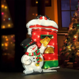 Geezy Christmas Silhouette Lights Indoor Outdoor Postbox Snowman Festive Decoration - thumbnail 2