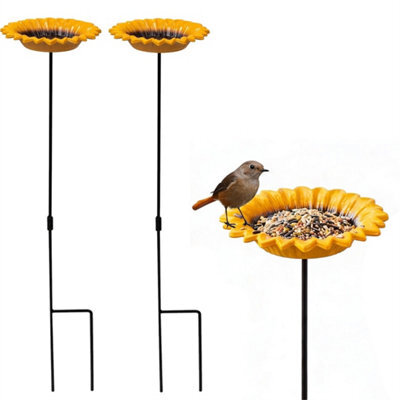 2Pcs Cast Iron Sunflower Bird Bath Feeder Garden Ornament - image 1