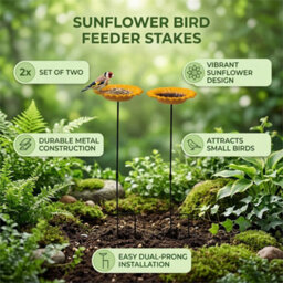 2Pcs Cast Iron Sunflower Bird Bath Feeder Garden Ornament - thumbnail 4