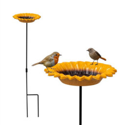 2Pcs Cast Iron Sunflower Bird Bath Feeder Garden Ornament - thumbnail 6