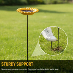 2Pcs Cast Iron Sunflower Bird Bath Feeder Garden Ornament - thumbnail 3