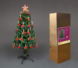 Shatchi 6Ft/180Cm Candle & Bow Fibre Optic Christmas Tree Led Pre-Lit - thumbnail 1