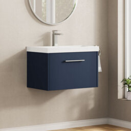 Hudson Reed Juno Wall Hung 1 Drawer Vanity Unit With Thin-Edge 1 Tap Hole Basin, Midnight Blue, 610 X 395 mm - thumbnail 4
