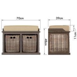 FWSTYLE 2 Drawer Padded Seat Storage Bench Kubu Rattan Ready Assembled Handmade - thumbnail 5