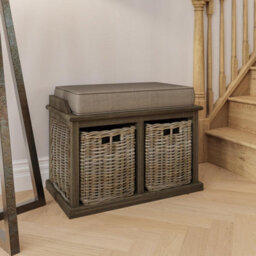FWSTYLE 2 Drawer Padded Seat Storage Bench Kubu Rattan Ready Assembled Handmade