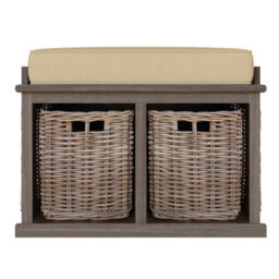 FWSTYLE 2 Drawer Padded Seat Storage Bench Kubu Rattan Ready Assembled Handmade - thumbnail 2