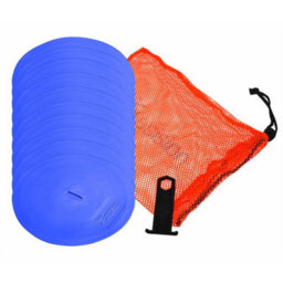Precision 10 Pack 21Cm Round Rubber Marker Set - Blue Flat Disc Outdoor Football Pitch - thumbnail 1
