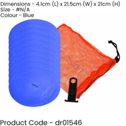 Precision 10 Pack 21Cm Round Rubber Marker Set - Blue Flat Disc Outdoor Football Pitch - thumbnail 2