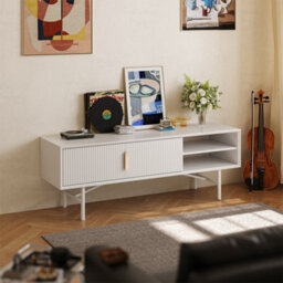 Living And Home White Mdf Framed Freestanding Sideboard Tv Stand Tv Unit H 1400X D 400X H 500mm - thumbnail 2