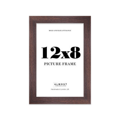 "19X19"" Walnut Picture Frame - 19X19"" Square Frame With 16X16"" Mount For 19X19""/16X16"" Pictures Moderrn Style Thin Edge, 1 Pack" - image 1