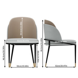 Fativo  Set Of 2 Dining Microfiber Leather Chairs Streamlined Frame Occasional Chair (H)805 (W)520 (D)500mm, Off-White And Grey - thumbnail 2