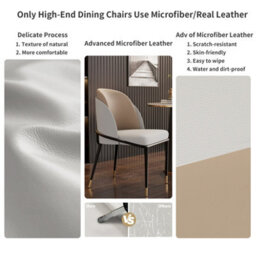Fativo  Set Of 2 Dining Microfiber Leather Chairs Streamlined Frame Occasional Chair (H)805 (W)520 (D)500mm, Off-White And Grey - thumbnail 8