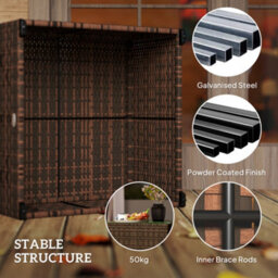 Outsunny Outdoor Coffee Table With Glass Top, Rattan Side Table, Brown - thumbnail 6