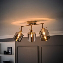 Valuelights Demi Brushed Chrome And Smoked Glass 3 Way Bar Ceiling Spotlight - thumbnail 5
