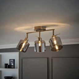Valuelights Demi Brushed Chrome And Smoked Glass 3 Way Bar Ceiling Spotlight - thumbnail 1