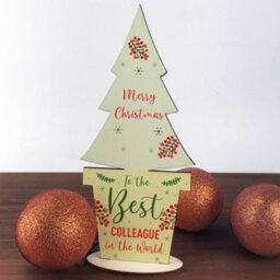 Red Ocean Christmas Gift For Colleague Wooden Christmas Tree Decoration - thumbnail 3