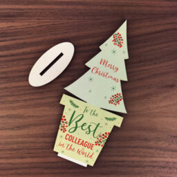 Red Ocean Christmas Gift For Colleague Wooden Christmas Tree Decoration - thumbnail 2